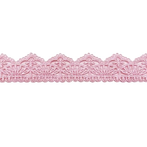 2 Yards Stickerei Spitzenbesatz 2,7cm Breit Spitzenband Dekoband Brautkleid Häkelband Spitzenborte,Band für DIY Nähen Handwerk,Hochzeit,Party,Kopfbedeckung,Vorhänge,Kleider Dekor,Rosa von Whakano