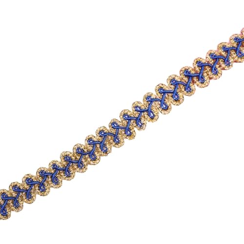 20 Meter Geflochtene Spitzenband 1,2cm Breite,Braid Trim Posamentenborte Spitzenbesatz Zierband,Spitzen Borten Bänder zum DIY Nähen Handwerk,Tischdeko,Kleidung,Vorhang,Geschenkband,Gold Königsblau von Whakano