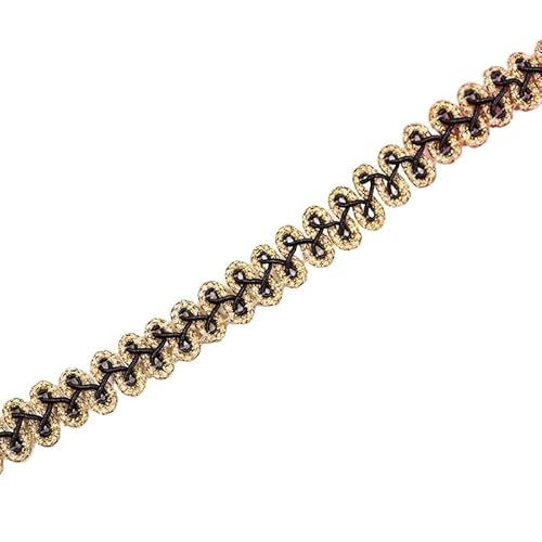 20 Meter Geflochtene Spitzenband 1,2cm Breite,Braid Trim Posamentenborte Spitzenbesatz Zierband,Spitzen Borten Bänder zum DIY Nähen Handwerk,Tischdeko,Kleidung,Vorhang,Geschenkband,Gold Schwarz von Whakano