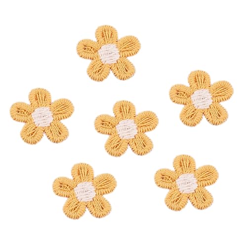 Whakano 20 Stück Blumen Bestickte Patches Nähen Aufnäher 1,5 cm,Applikationen Zum Nähen Patches Sticker,Bestickte Patches Sticker,Dekorative Applikation für Jacken Tasche Geschenkboxen,Kleidung,Gelb von Whakano