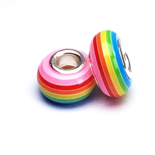 20 Stück Bunte Perlen für Basteln,14x8mm Perlen mit Große Loch,Harzperlen zum Auffädeln,für DIY Handwerk Dekor,Schmuck Armbänder,Halsketten Ohrringe Schlüsselanhänger,Bunt F von Whakano