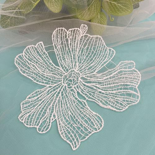 4 Stück Spitze Blumen,Spitzenpatch Hochzeit,Stoff-patch zum Aufnähen,Applikationen Patches zum Reparieren Hochzeit Kleid und Dekorieren von Kleidung Rucksäcke Jeans dekoration Caps Schuhe,Weiß von Whakano