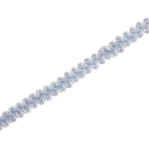 5 Meter Geflochtene Spitzenband 1,2cm Breite,Braid Trim Posamentenborte Spitzenbesatz Zierband,Spitzen Borten Bänder zum DIY Nähen Handwerk,Tischdeko,Kleidung,Vorhang,Geschenkband,Silber Hellblau von Whakano