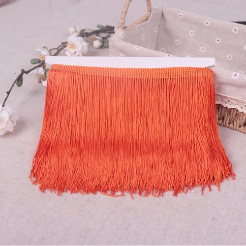 5 Yardsx10cm Quaste Fransenborte Spitzenband Fransen Trim,Fransenband Stoffbordüre,Dekoband Zierband Kostüm,Spitzenbesatz für DIY Nähen Basteln,Kleidung Latein,Party Weihnachten Dekor,Orange-Rot von Whakano