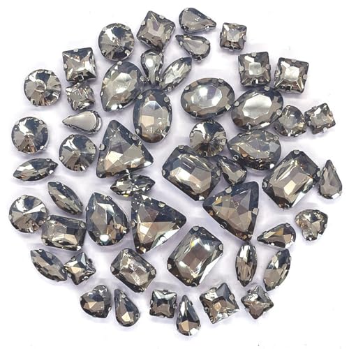 50 Stück Glass Rhinestones,Strasssteine Zum Aufnähen,Schmucksteine Diamant,Strasssteine mit Löch,Kristall Strass,für DIY-Kleidung Handwerk Schuhe Tasche Hochzeit Dekorationen,Silber Silberne Klaue von Whakano