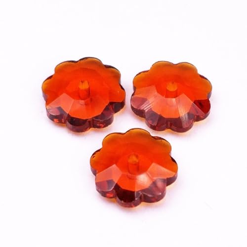 50 Stück Pflaumenblüten Perlen für Basteln,Glasperlen für Armbänder Ohrringe Halskette Anhänger Schmuck,Perlen mit Loch,Dekorative Blumenperlen-Charms,Bastelperlen zum Auffädeln,Orange,6mm von Whakano