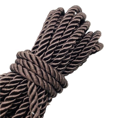 Dekorative Kordel 4,5m x 6mm,Dickes 3-Strang Polyester Kordel,Kordelband Kordelschnur,Seil für DIY-Basteln,Geschenke,Vorhang Krawatte Ehre Cord Geschenk Taschen Wand Aufhängung,2 Stück,Braun von Whakano