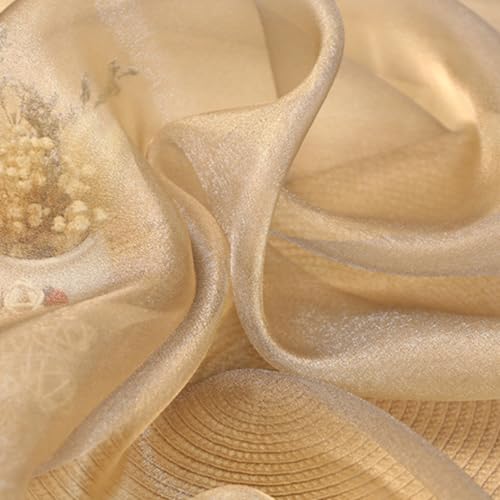 Organza Stoffe zum Nähen Meterware für Bekleidung & Deko,Organza Stoffe Tüll,universal Stoff für Nähen Basteln,Gardine Vorhänge,Tischdecken,Kostüm Kleid Bekleidung,Hochzeit Deko,200cm x 142cm,Gold von Whakano