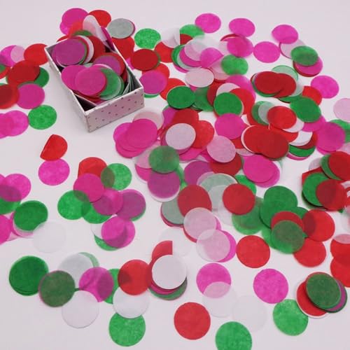 Runde Konfetti 50g,Konfetti 2,5cm Deko Papier Konfetti ca.5000 Stück Streudeko Confetti Geburtstag Karneval Weihnachten Taufe Neujahrsdeko Kindergeburtstag Dekoration,Partyzubehör,Rot Grün von Whakano