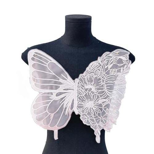 Schmetterling Applikation Patches,Halsausschnitt Dekor Kragen,Spitze Aufnäher Appliques Nähen,Patches zum Aufnähen,Bastelzubehör für Hochzeitskleid,Kleidung Kleid,Taschen Dekoration,Rosa von Whakano