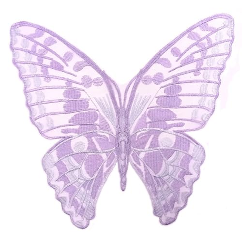 Schmetterling Kragen Applikation 29x28,5cm,Stickerei Flicken Applikation Patch,Patches zum Aufnähen,Schmetterling Kragenbesatz für Hochzeitskleid,Kleid,Taschen,Kleidung Dekoration Zubehör,Lila von Whakano