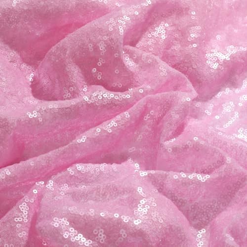 Whakano 1 Yard Glänzender Pailletten Stoff,130 cm Breit,Dekostoff,zum Nähen Basteln Dekorieren,Handwerken,Vorhänge Bühne Kostüm Kleid Bekleidung,Hochzeit Party Karneval Bankett Deko,Rosa von Whakano