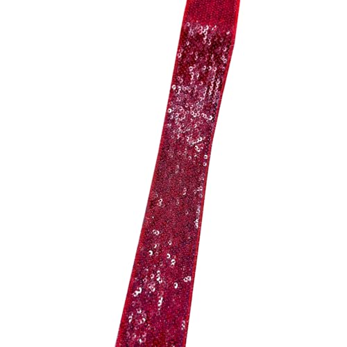 Whakano 1 Yard Glänzendes Pailletten Spitzenbesatz 4CM Breit,Dekoband,Paillettenband Spitzenbordüre zum Nähen Band für DIY Nähen Basteln Kleidung,Vorhänge,Halsband,Scrapbooking Dekoration,Rot von Whakano