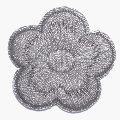 Whakano 10 Stück Blumen Aufnäher zum Aufbügeln,Patches 3 cm,Flicken Zum Aufbügeln,Dekorative Applikation für Kunsthandwerk,Jacken Tasche Geschenkboxen,Kleidung,Scrapbooking,Jeans Dekoration,Hellgrau von Whakano