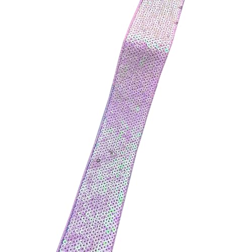 Whakano 10 Yards Glänzendes Pailletten Spitzenbesatz 4CM Breit,Dekoband,Paillettenband Spitzenbordüre zum Nähen Band für DIY Nähen Basteln Kleidung,Vorhänge,Halsband,Scrapbooking Dekoration,Rosa von Whakano