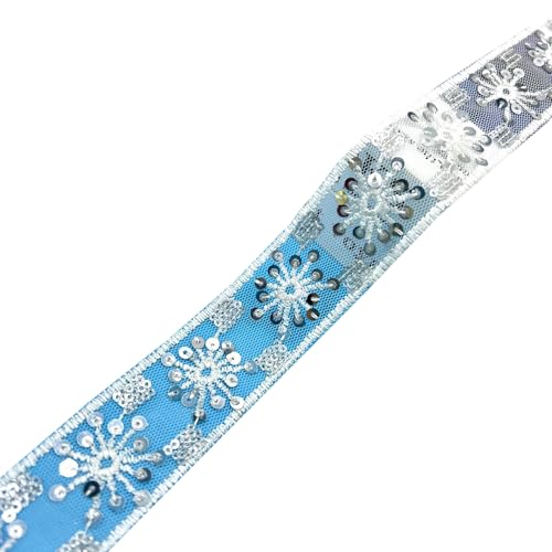 Whakano 10 Yards Stickerei Pailletten Blumen Spitzenbesatz 3,5CM Breit,Dekoband,Spitzenbordüre zum Nähen Band für DIY Nähen Basteln Kleidung,Vorhänge,Halsband,Scrapbooking Dekoration,Weiß Silber von Whakano