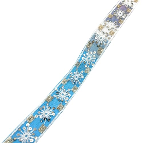 Whakano 10 Yards Stickerei Pailletten Blumen Spitzenbesatz 3,5CM Breit,Dekoband,Spitzenbordüre zum Nähen Band für DIY Nähen Basteln Kleidung,Vorhänge,Halsband,Scrapbooking Dekoration,Weiß Gold von Whakano