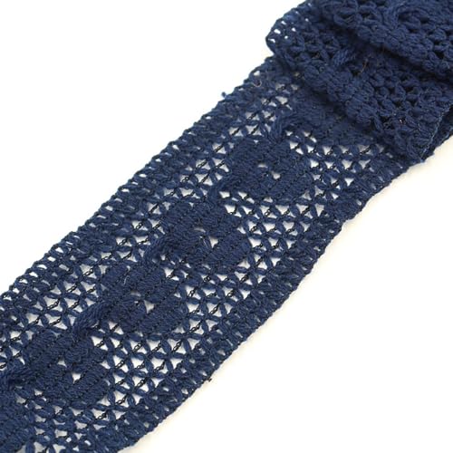 Whakano 10 m 7,5cm Zierspitze Spitzenband Spitzenbordüre Häkel-Borte Spitze,Dekoband Spitzen Borten Bänder zum Tischdeko,Hochzeit Deko,Nähen Handwerk,Kleidung Deko,Scrapbooking,Navy blau von Whakano