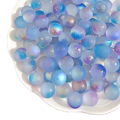 Whakano 100 Stück Bunte Runde Perlen der Fantasie Glasperlen zum Basteln,12mm,Lose Perlen ohne Loche,Bastelperlen für DIY Handwerk Dekor,Vasenfüller,Hochzeit,Party,Heimdekoration,Königsblau Lila von Whakano