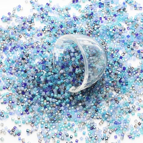 Whakano 100 Stück Quadratische Glasperlen,Perlen Zum Auffädeln,Glasperlen mit Loch,Basteln Schmuckherstellung,für Halsketten Herstellung und Halskette Ohrringe Heimdeko,Blau,4mm Whakano 100 Stück Quadratische Glasperlen,Perlen Zum Auffädeln,Glasperlen mit Loch,Basteln Schmuckherstellung,für Halsketten Herstellung und Halskette Ohrringe Heimdeko,Blau,4mm von Whakano