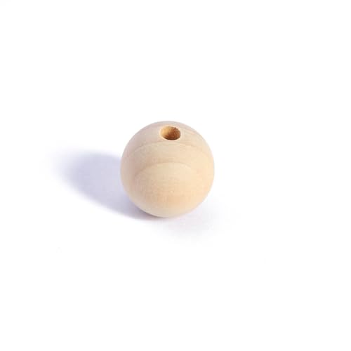 Whakano 100 Stück Runde Holzperlen mit Loch,Runde Holzkugeln Natur,Natürliche Lose Spacer Perlen zum Auffädeln,unbehandelt Holz Perlen zum Makramee Basteln Armband DIY Malen etc.,25mm von Whakano