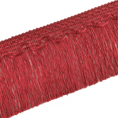 Whakano 11 Meter Länge 10cm Quaste Fransenborte Spitzenband Fransen,Fransenband Stoffbordüre,Dekoband Zierband,Spitzenbesatz für DIY Nähen Basteln,Kostüme,Kleidung,Vorhänge,Sofa Dekor,Kastanienrot von Whakano