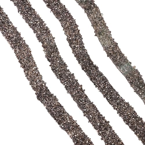 Whakano 1m Glitter Harz Strass Bänder zum Aufbügeln 1,5cm Breite Bling Edelstein Perlen Band,Dekoration Strassband zum Basteln,Hochzeit,Party Dekor,DIY Kunsthandwerk,Geschenkdekor,Grau von Whakano