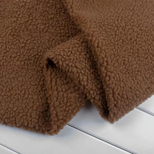 Whakano 2 Meter Fleecestoff 160 cm Breit,Teddy-Plüsch Polsterstoff,Meterware,Weich und Bequem Stoffe zum Nähen,Dekostoff,DIY Bastelmaterial,Dick Tuch für Decke Heimkleidung Sofa Tasche,Karamell von Whakano