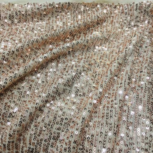 Whakano 2 Yard Glänzender Pailletten Stoff,125 cm Breit,Dekostoff,zum Nähen Basteln Dekorieren,Handwerken,Vorhänge Bühne Kostüm Kleid Bekleidung,Hochzeit Party Bankett Deko,Helles Roségold von Whakano