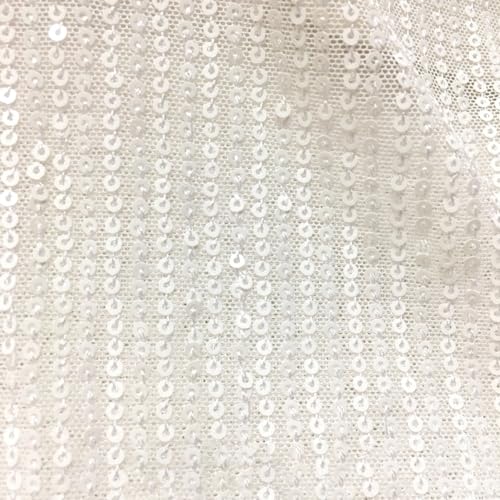 Whakano 2 Yard Glänzender Pailletten Stoff,125 cm Breit,Dekostoff,zum Nähen Basteln Dekorieren,Handwerken,Vorhänge Bühne Kostüm Kleid Bekleidung,Hochzeit Party Bankett Deko,Milchig von Whakano