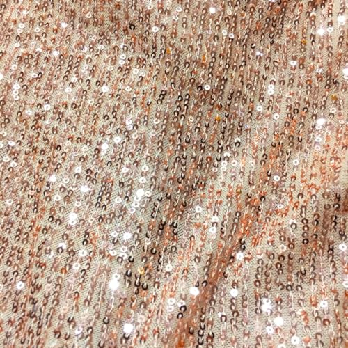 Whakano 2 Yard Glänzender Pailletten Stoff,125 cm Breit,Dekostoff,zum Nähen Basteln Dekorieren,Handwerken,Vorhänge Bühne Kostüm Kleid Bekleidung,Hochzeit Party Bankett Deko,Roségold von Whakano