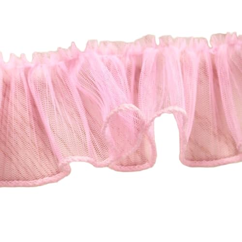 Whakano 2 Yards Mesh Spitzenband Rüschen Spitzenborte 7,6cm Breite,Spitzenbesatz Spitze-Borten Deko,Geschenkband,Bänder zum Nähen Tischdeko,Hochzeit,DIY Nähen Handwerk,Scrapbooking,Kleidung Deko,Rosa von Whakano