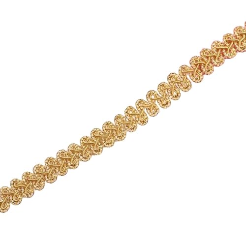 Whakano 20 Meter Geflochtene Spitzenband 1,2cm Breite,Braid Trim Posamentenborte Spitzenbesatz Zierband,Spitzen Borten Bänder zum DIY Nähen Handwerk,Tischdeko,Kleidung,Vorhang,Geschenkband,Gold Gelb von Whakano