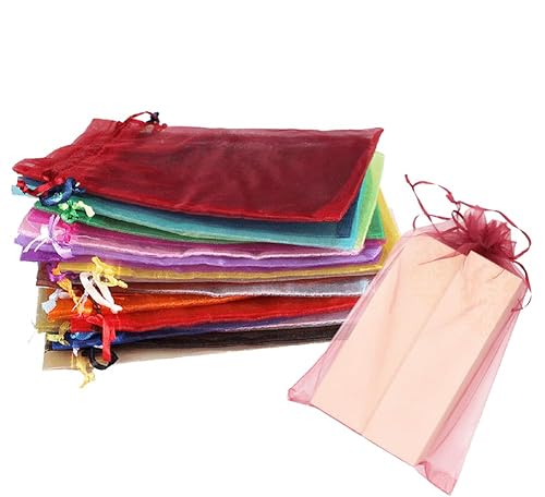 Whakano 20 Stück Bunt Organzasäckchen mit Kordelzug,Organzabeutel,Schmuckbeutel,GeschenkSack,für Hochzeit Geburtstag Süßigkeiten Schmuck Geschenkverpackung Party Mit Schnur,Gemischt,20x30cm von Whakano