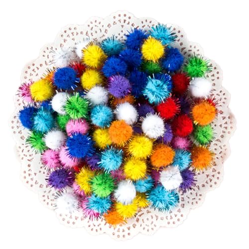 Whakano 200 Stück Glitzer Pompons zum Basteln,Bunt Mini Pompons,Mini Pom Poms für Handwerk Herstellung,Bunte Pompons für Partydekor,Ostern,Kleidung,DIY Kreativen Handwerk Dekor,2cm von Whakano