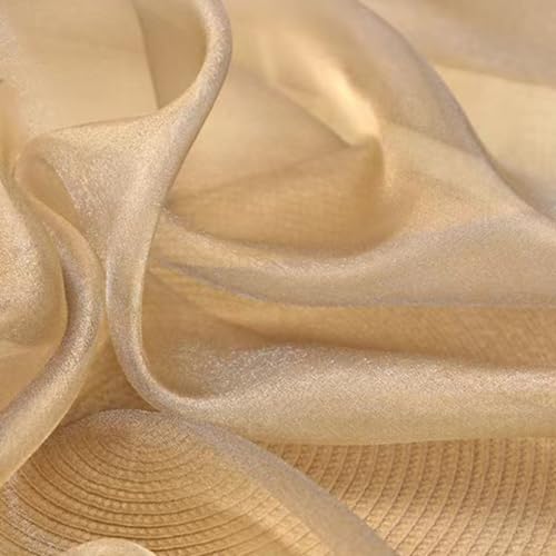 Whakano 2m Glänzend Organza Stoffe zum Nähen Meterware,Chiffon Stoff 140cm Breit,Weich und Fein Durchsichtig Stoff Tüll,für Nähen Basteln,Gardine Vorhänge,Kostüm Kleid Bekleidung,Graues Gold von Whakano