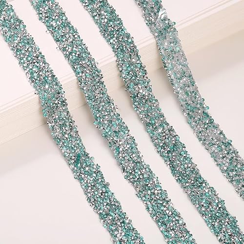 Whakano 2m Glitter Harz Strass Bänder zum Aufbügeln 1,5cm Breite Bling Edelstein Perlen Band,Dekoration Strassband zum Basteln,Hochzeit,Party Dekor,DIY Kunsthandwerk,Geschenkdekor,Grün von Whakano