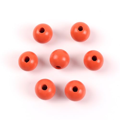 Whakano 40 Stück Holzperlen Runde Natürliche Lose Spacer Perlen,Groß Holzkugeln mit Loch,für DIY Bastelarbeiten Dekorationen,Armband Halskette,auffädeln,Makramee Schmuck Herstellung,20mm,Orange Rot von Whakano