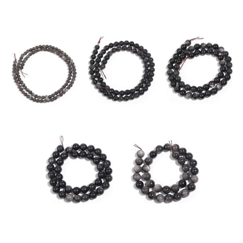 Whakano 48 Stück Schwarze Runde Perlen,Perlen zum Auffädeln,Edelstein Perlen,Perlen mit Loch,Runde Kristalle Perlen für Armbänder Ohrringe,DIY Halsketten,Schmuckherstellung,Schwarz,8mm von Whakano