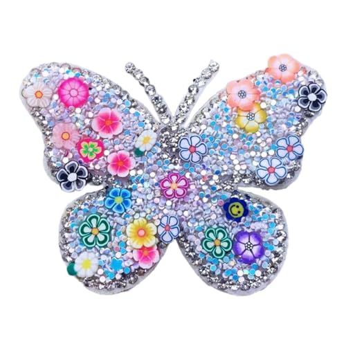 Whakano 5 Stück Schmetterlings Patches 5x6,5cm,Strass Flicken zum Aufnähen,Aufnähenflicken Schmetterlings Applikation,für DIY Kleidung Taschen Schal Kopfbedeckungen,Geschenkbox Dekoration von Whakano