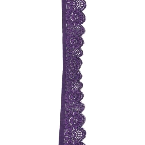 Whakano 5 Yards Elastizität Häkelband Spitze Borte,Spitzenband Borte 2,5cm Breit,Dekobänder Zierband,Spitzenbesatz für Nähen Handwerk,Dessous Hochzeitskleid,Hochzeit,Blumen,Haus Dekoration,Violett von Whakano