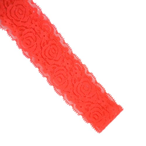 Whakano 5 Yards Elastizität Spitzenband Borte 4cm Breit,Dekoband Zierband Spitzenborte,Spitzenband Häkelspitze,für Hochzeit,Nähen Handwerk,DIY Kleidung,Scrapbooking Dekor,Rot von Whakano