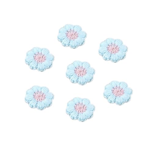 Whakano 50 Stück Blumen Bestickte Patches Nähen Aufnäher 1,5 cm,Applikationen Zum Nähen Patches Sticker,Dekorative Applikation für Jacken Tasche Geschenkboxen,Kleidung,Scrapbooking,Jeans,Hellblau von Whakano