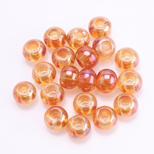 Whakano 50 Stück Bunt Glasperlen zum Basteln,8 x 10MM,Runde Lose Perlen mit 3mm Loch,Bastelperlen für DIY Handwerk Dekor,Schmuck Armbänder,Halsketten Ohrringe Schlüsselanhänger,Orange von Whakano