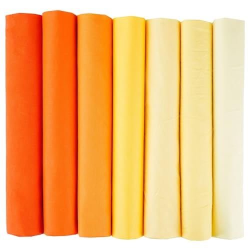 Whakano 7 Stück Einfarbig Baumwollstoff,Quadrate Patchwork Stoffe,Bedruckte Baumwollstoff Meterware zum Nähen Stoff für DIY Dekoration Basteln Handwerken,mundschutzmasken Bettwäsche,Orange,50x50cm von Whakano