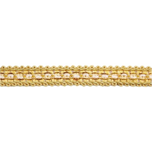 Whakano Braid Spitzenbesatz Centipede Spitzenband Verziert,Posamenten Borte Braid Trim Borten Bänder,für Vorhang Kostüm Schonbezug Polsterung Nähen Wohnkultur,11m Lang,1,5 cm Breit,Gold von Whakano