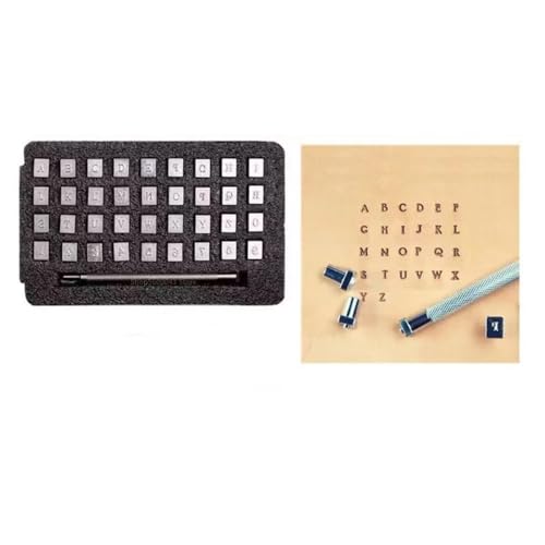 Whakano Buchstaben und Zahlen Stempel Set,36 Stück Prägestempel,Metall Leder Stempel mit Bedrucktem Griff,Stempelwerkzeuge für Leder Prägen DIY Ton Leder Handwerk Druck,4,5MM von Whakano