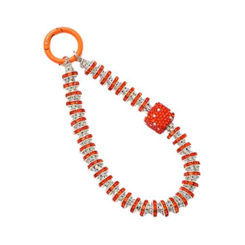 Whakano Handykette Universal,Handy Perlen Schlüsselband,Handyanhänger,Kurz Handyband,Handy Lanyard,Geeignet für Phones,abnehmbar Lanyard,Kette zum Umhängen Handgelenk,Smartphonekette,Orange von Whakano