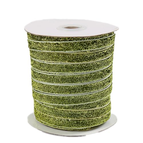 Whakano Samtband Glitzer Samt Dekoband Schleifenband Schmuckband Geschenkband,zum Verpacken von Geschenken,Nähen,Hochzeitsdekoration,Weihnachtsdekoration,Gras-Grün,1 cm x 50 Yards von Whakano