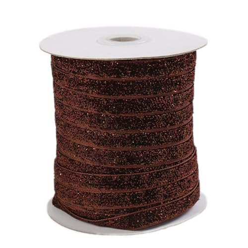 Whakano Samtband Glitzer Samt Dekoband Schleifenband Schmuckband Geschenkband,zum Verpacken von Geschenken,Nähen,Hochzeitsdekoration,Weihnachtsdekoration,Kaffee,1,5 cm x 100 Yards von Whakano